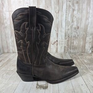 Nomi Mens Dark Brown Leather Western Cowboy Boots Made in Brazil Size 7.5D